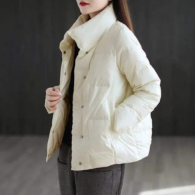 

2021 New Stand-up Collar Cotton-padded Jacket Women Winter Korean Loose Short Parkas Coat Girls Solid Casual Warm Thick Jacket