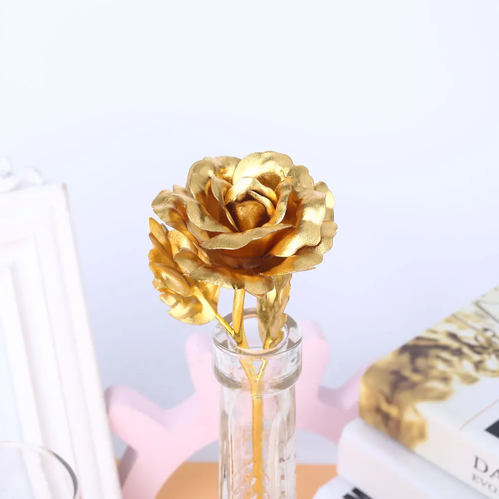 19 см 24 к Золотая роза Средний декоративный цветочный Декор подарок на день