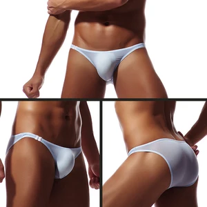 Мужские трусы, сексуальные трусы-брифы дышащие, однотонные, бандаж, с низкой талией, комфортные