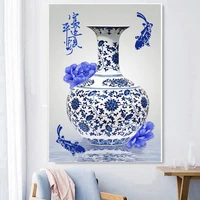 5d diy diamond paintings blue and white porcelain bottles diamond inlays safe and secure decoration