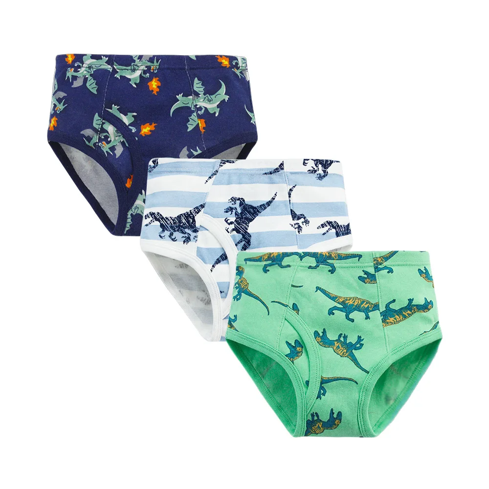 3 PACK-A Детская одежда для мальчиков из хлопка с принтом динозавр, нижнее белье трусы для детей ясельного возраста, мальчиков из хлопка с мультяшным принтом трусы-боксеры Спортивная одежда(От 2 до 10 лет - Цвет: 3 PACK-A