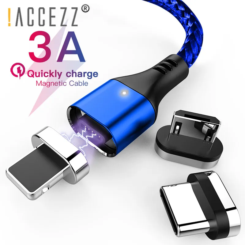 

!ACCEZZ 3 in1 Magnetic Charger Cables 8Pin For iPhone 11 12 X Xs Max 8 Plus For Huawei Xiaomi Samsung Fast Charging Data Cable