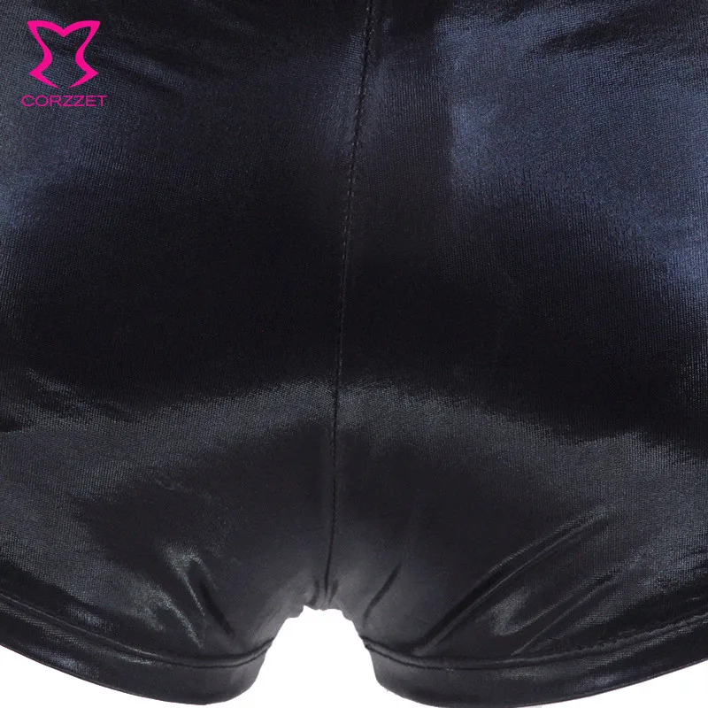 Шорты женские кожаные с завышенной талией пикантные облегающие повседневные