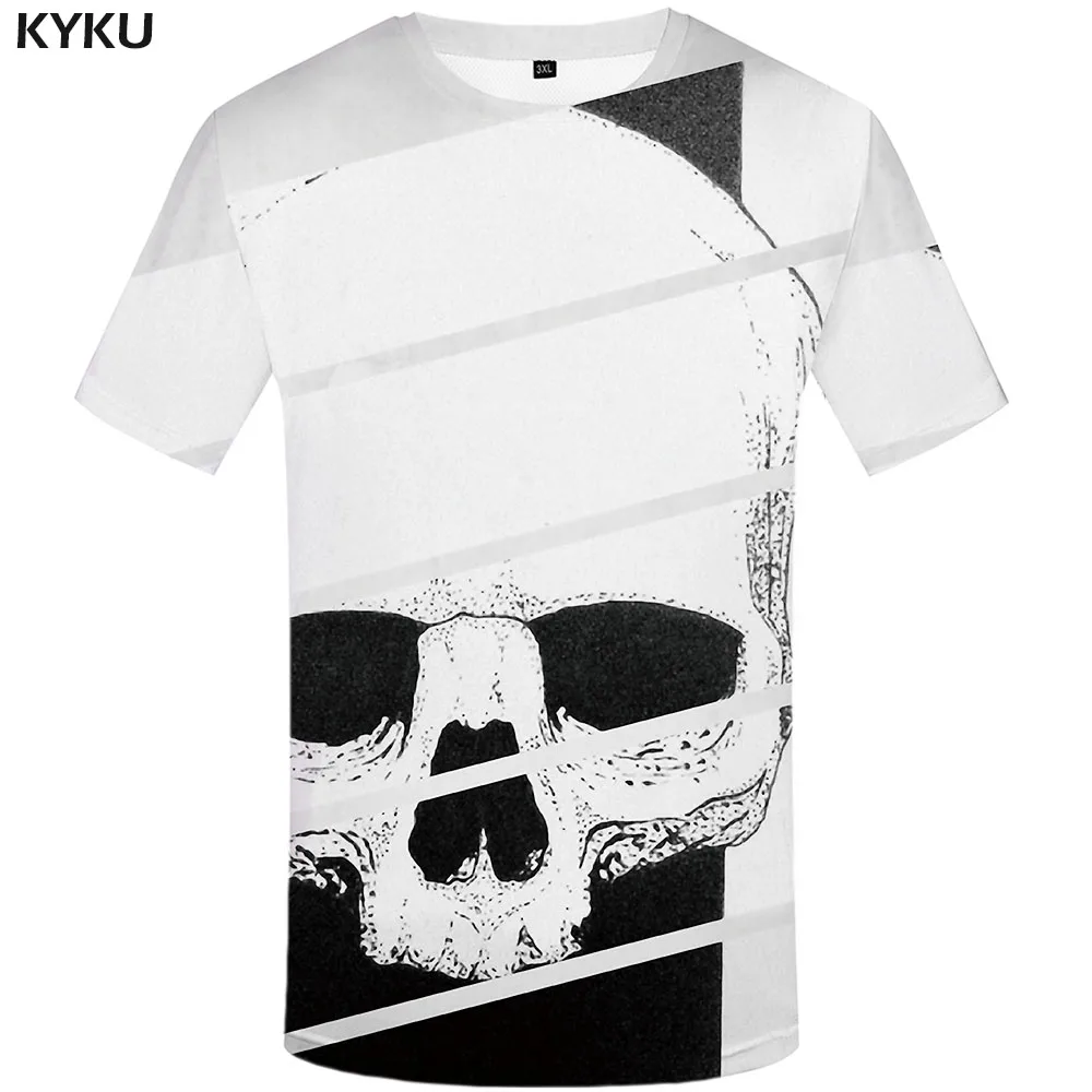 Мужская футболка с коротким рукавом KYKU белая Повседневная в стиле хип-хоп