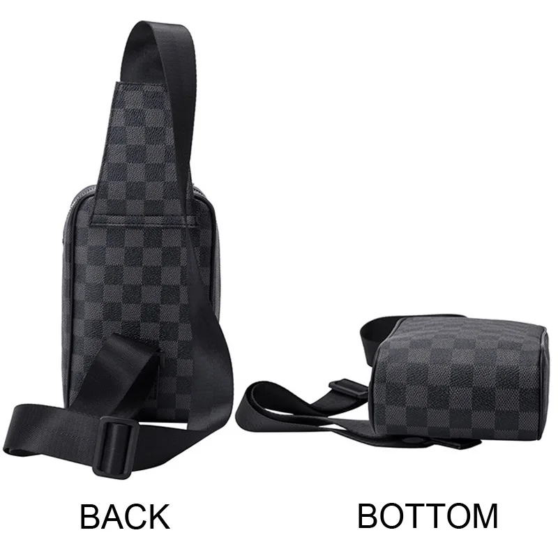 

Men Checkered Leather Cell Phone Crossbody Purse Anti-theft Messenger Handbag Clutch Shoulder Sling Chest Bag Pack