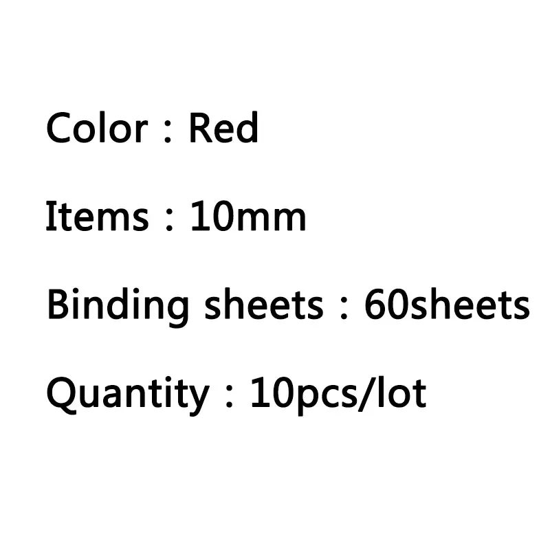 Red-10mm 10PCS 21 Hole Binding Ring 6-12mm Loose-leaf Spiral Coil Scrapbook Album Binding Aprons PVC Binder Rings Notebook Office Supply - Цвет: Red-10mm