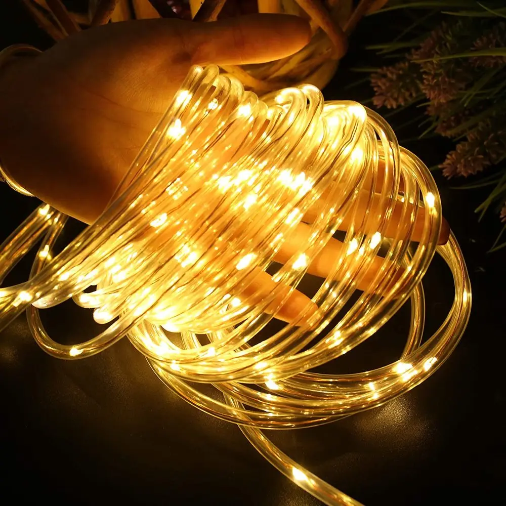 

10M/100 LED Outdoor Rainbow Rope Tube String Lights with Remote Battery Powered Waterproof Christmas Garden Path Fence Decor