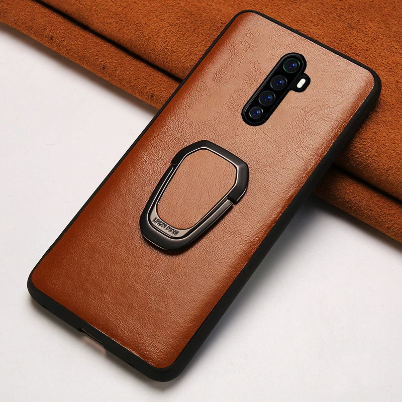 

The New Magnetic Kickstand Phone case For Realme 7 7Pro C3 X50PRO Genuine leather back cover For OPPO Reno 3 pro R17 A9 A5 2020