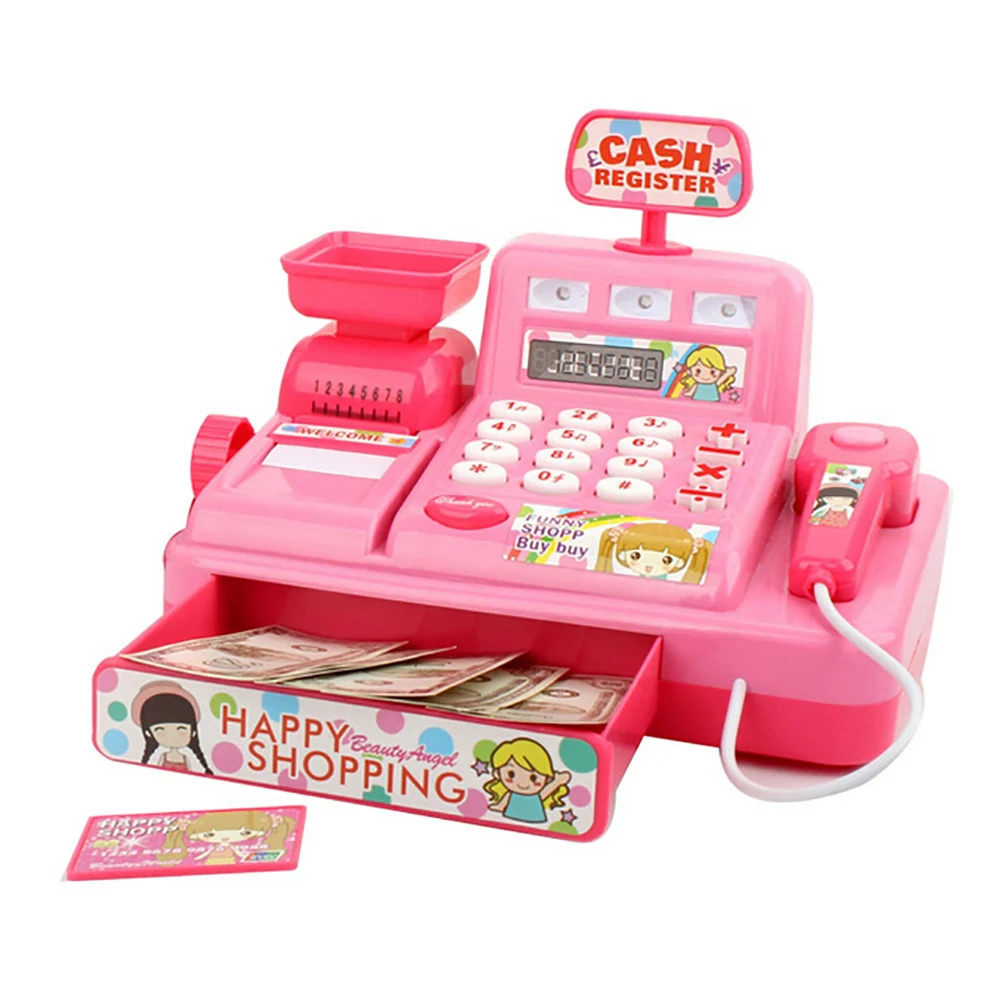 

Child Simulated Music Light Market Cash Register Kids Role Play Puzzle Toy Gift Pretend Play perfect Early Educational Toys gift