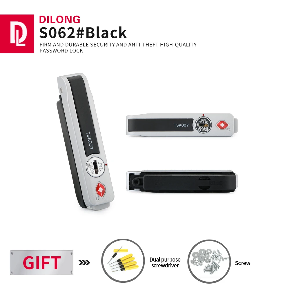 

Замок на колесиках для чемоданов DILONG S062, аксессуары для замка с фиксированным паролем, противоугонная защелка для багажа, замок на молнии дл...