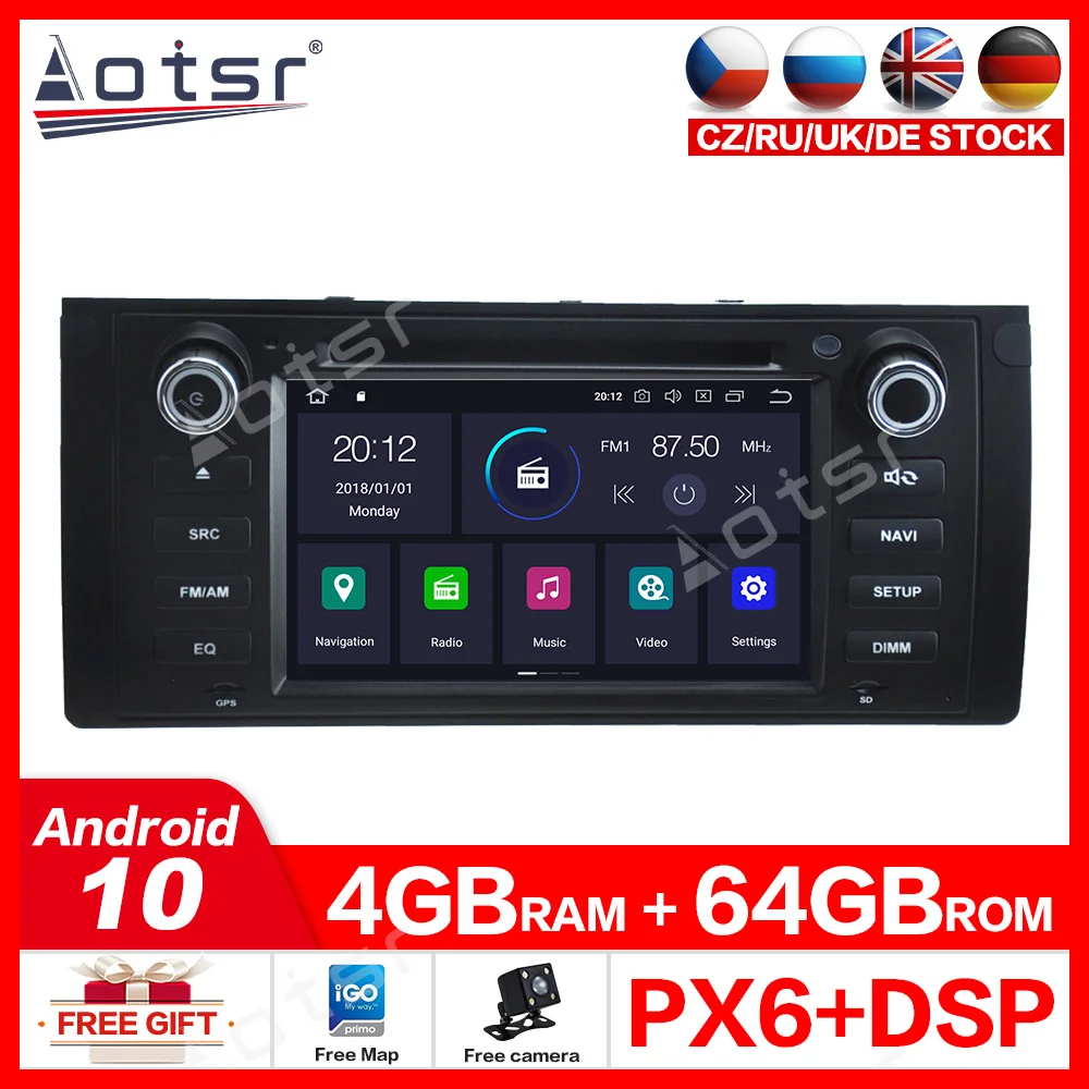 

4G+64GB AOTSR Android 10.0 Car Multimedia for BMW E39 1995-2003 with Car Radio and DVD Player and Navigatiion media player GPS