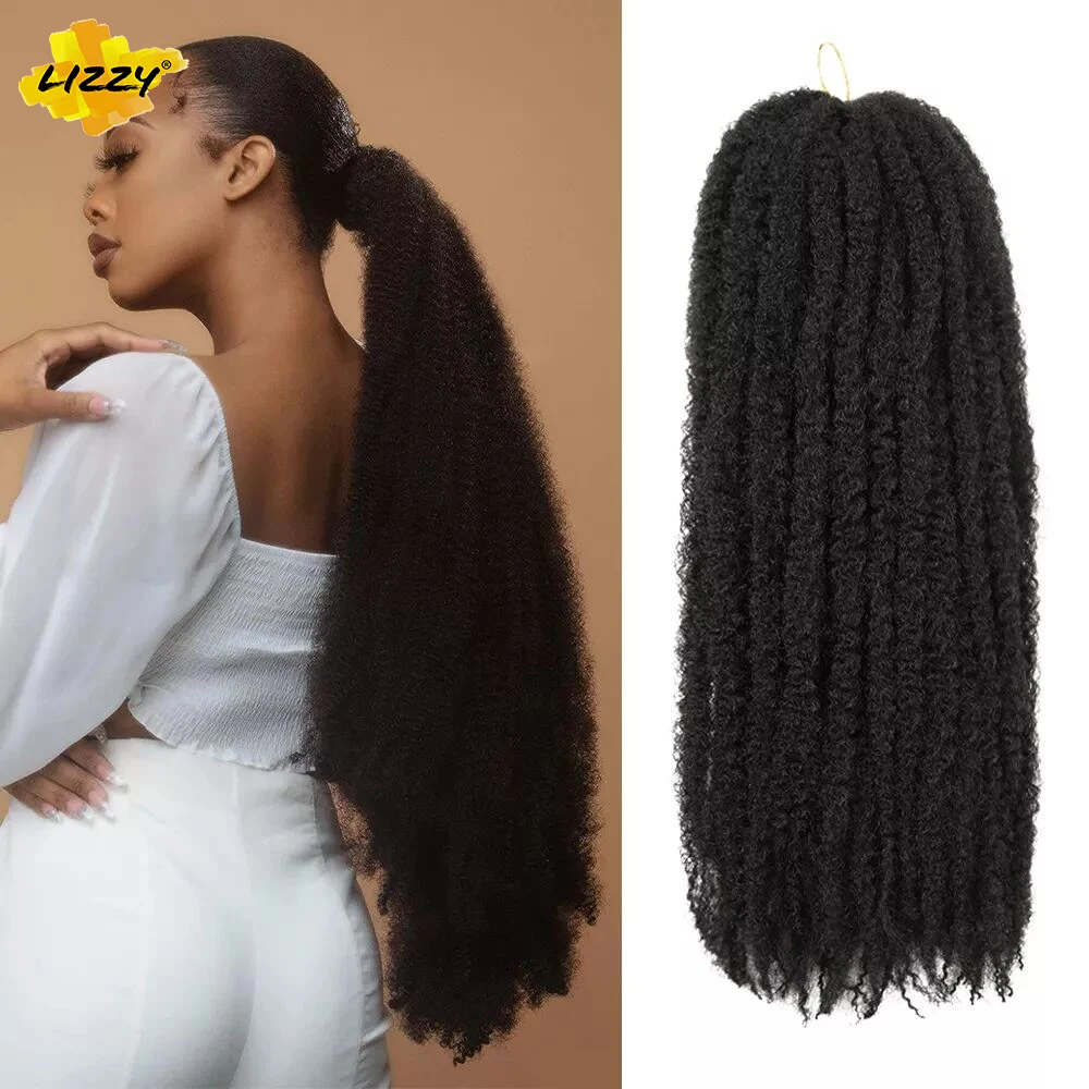 

18" Marley Braids Synthetic Afro Kinky Curly Crochet Braiding Hair Extensions Yaki Ombre Marley Twist Hair For Black Women Lizzy
