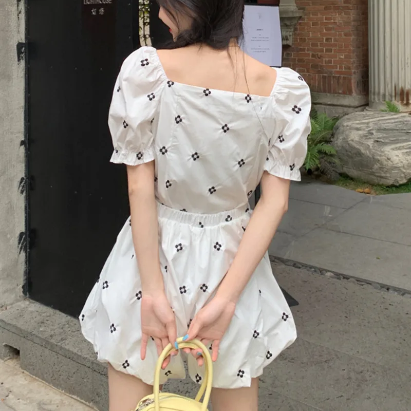 

Korean Casual Two Piece Set Women Crop Top Single-breasted Shirt Blouse + High Waist Wide Leg Shorts Sets Sweet Pants Suits