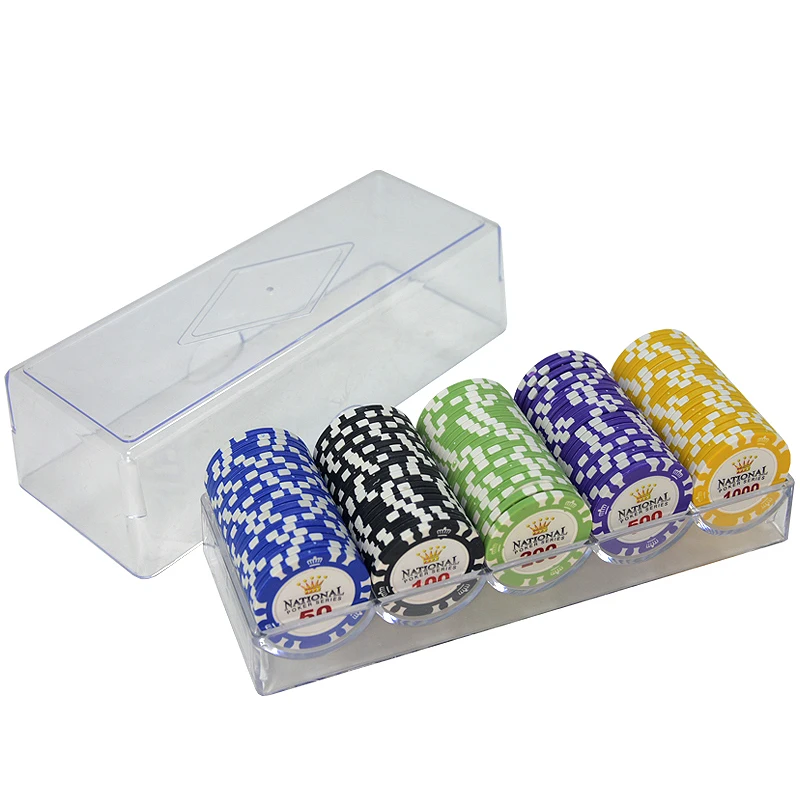 100pcs with lid-2 100/200/300/400/500 шт./компл. Золотая Корона покер чип глины Casino Chips в форме фишек Казино Техасский Холдем комплекты с ПУ-кожа Чехол/коробка/костюм чехол - Цвет: 100pcs with lid-2