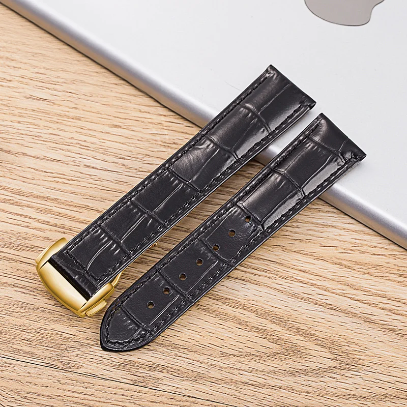 Professional  Genuine Leather Watchband Only Substitute For Omega De Ville/Aqua Terra/Speedmaster Men Business 18mm 19mm 20mm