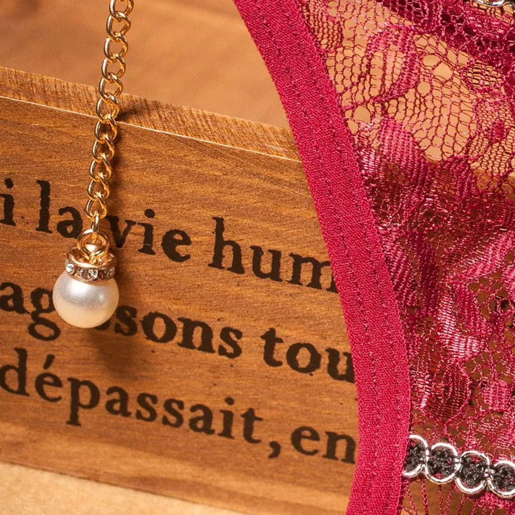 Хит продаж красные бесшовные трусики-стринги для женщин однотонное кружевное