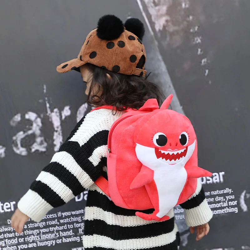 Плюшевый школьный ранец с мультипликационным рисунком акулы для детей 1 5 лет