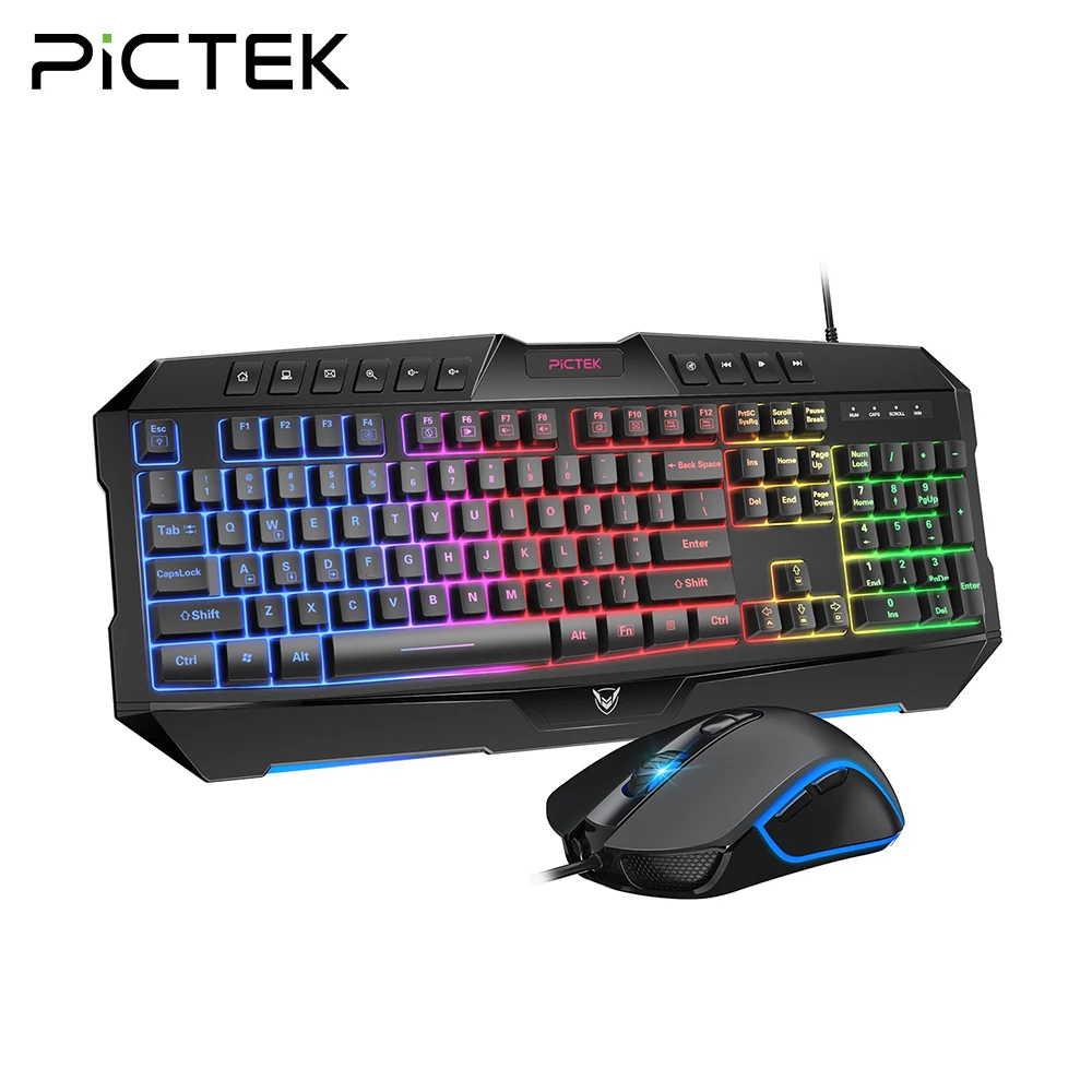 Игровая клавиатура и мышь PICTEK PC226 комбинированная компьютерная с защитой