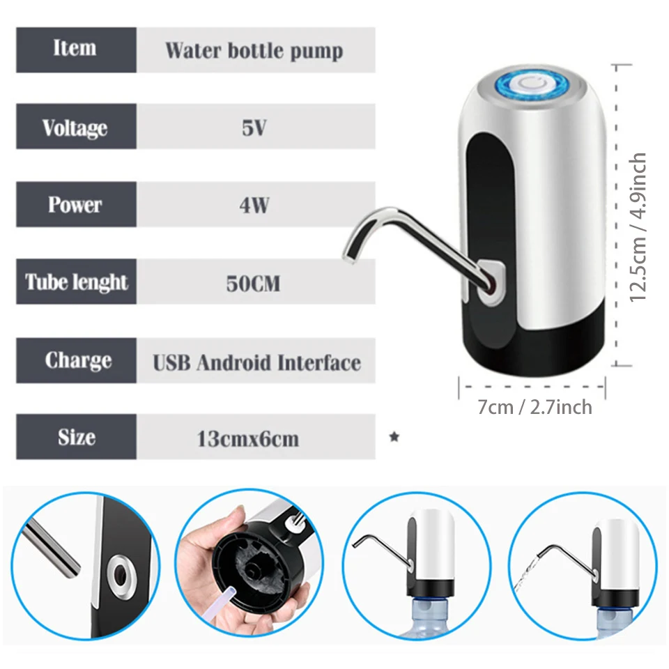 

Barreled Water Bottle Pump Mini Portable Dispenser USB Charge Automatic Electric Water Dispenser Drink Pump