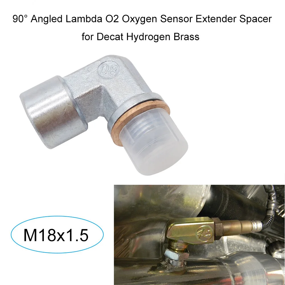 Интерфейс выхлопной кислородный датчик 90 градусов Серебристый Стальной адаптер