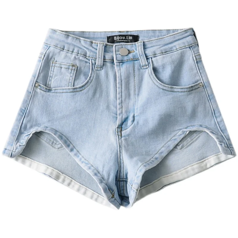 

Fashion Irregular High Waist Slim Jeans Shorts for Women Super Elastic Booty Shorts Pantalones Cortos De Mujer