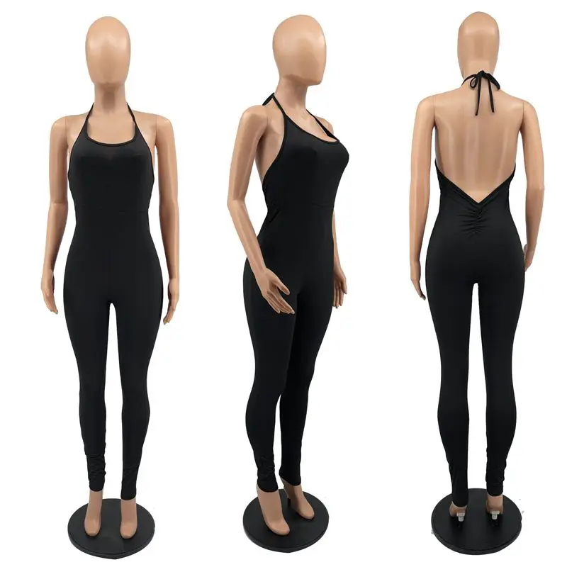 

ZOOEFFBB Sexy Backless Female Jumpsuit 2021 Overalls for Women Fall Birthday Bodysuit One Piece Club Streetwear Elegant Rompers