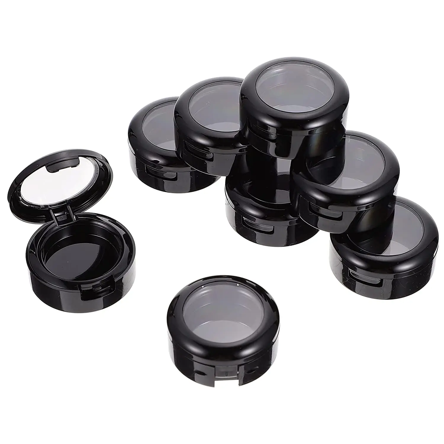 

200Pcs Black Clear Rosegold Empty 26mm Makeup Eyeshadow Box Round Eyeshadow Storage Case Travel Container for Women Girls