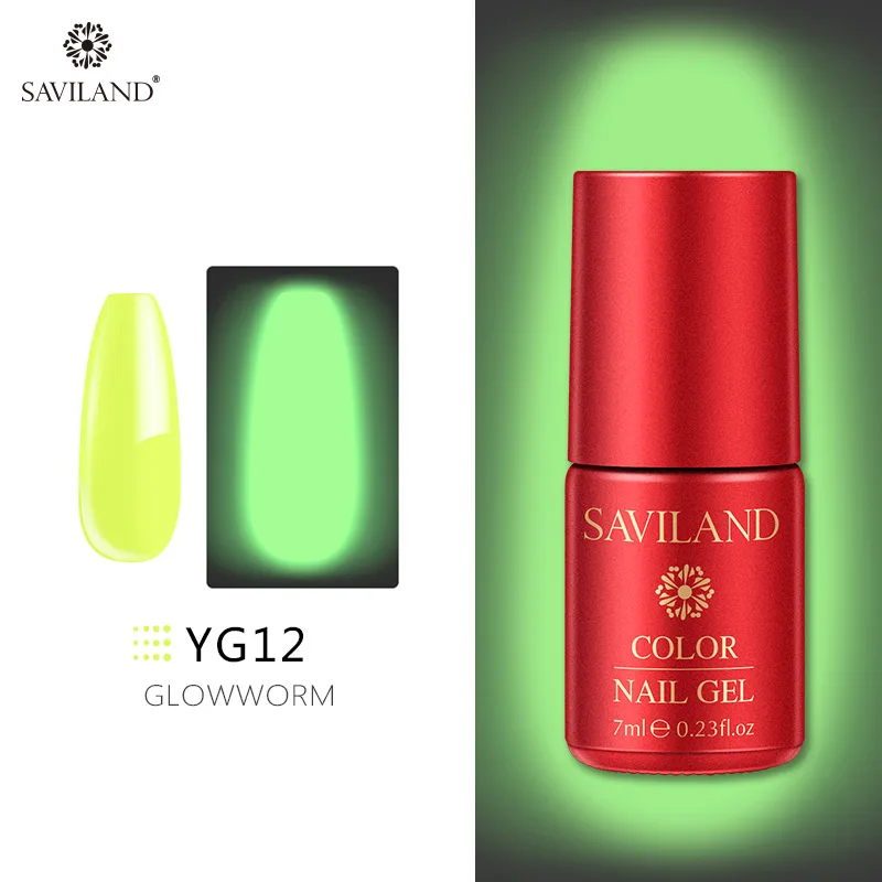 7ml YG12 Светящийся лак для ногтей SAVILAND, не протирает верхнее покрытие, 6 цветов, светящийся в темноте, Гель-лак для ногтей, отмачиваемый, УФ-Гель-лак, блеск в темноте - Цвет: 7ml YG12