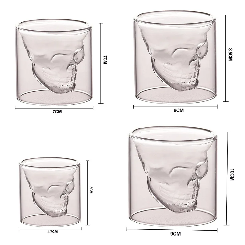 

Coffee Mug Double-Layered Transparent Crystal Skull Head Glass Cup For Household Whiskey Wine Vodka Bar Club Beer Wine Glass