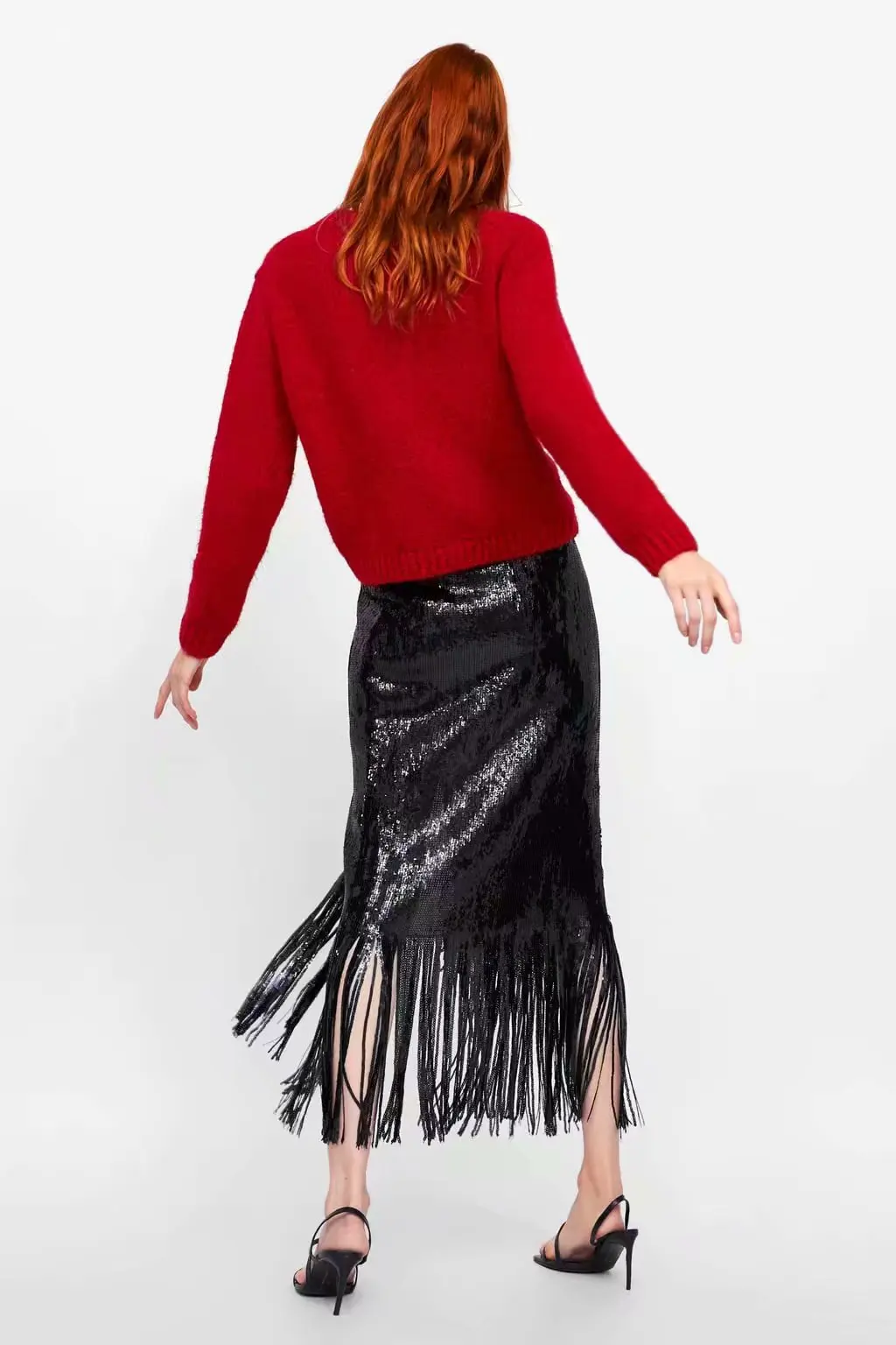 ZA женский свитер осень зима красный зеленый круглый вырез Толстый Пуловер