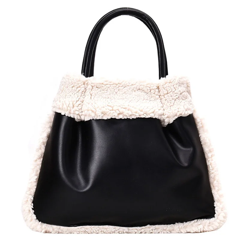 Женская сумка через плечо из овечьей кожи Большая вместительная кашемира и плюша