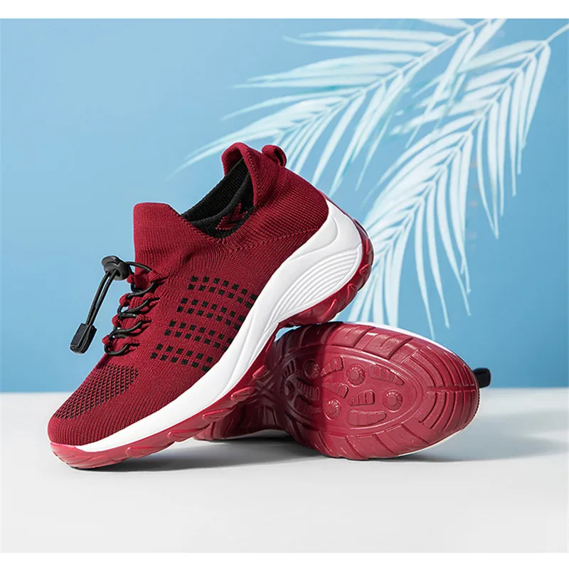 

Women Sneakers Casual Shoes Knitting Breathable Socks Shoes Thick Bottom Straps Flat Non-Slip 2021 Boots Sport Running Shoes