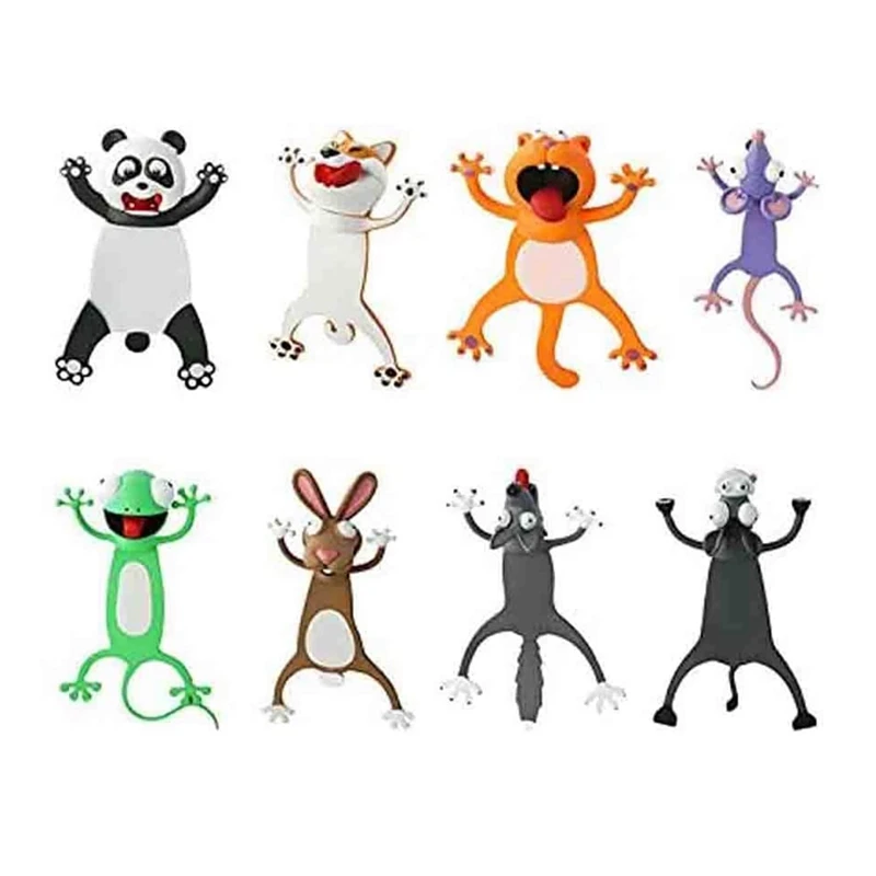 

8Pcs Animal Bookmarks 3D Stereo Cartoon Lovely Bookmark Novelty Funny Student Stationery Gift Bookmark for Kids (H)