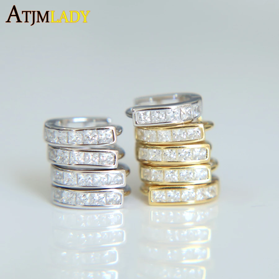 2020 золото Цвет & Серебряные серьги в виде колец вымощенное Aaa кубическим