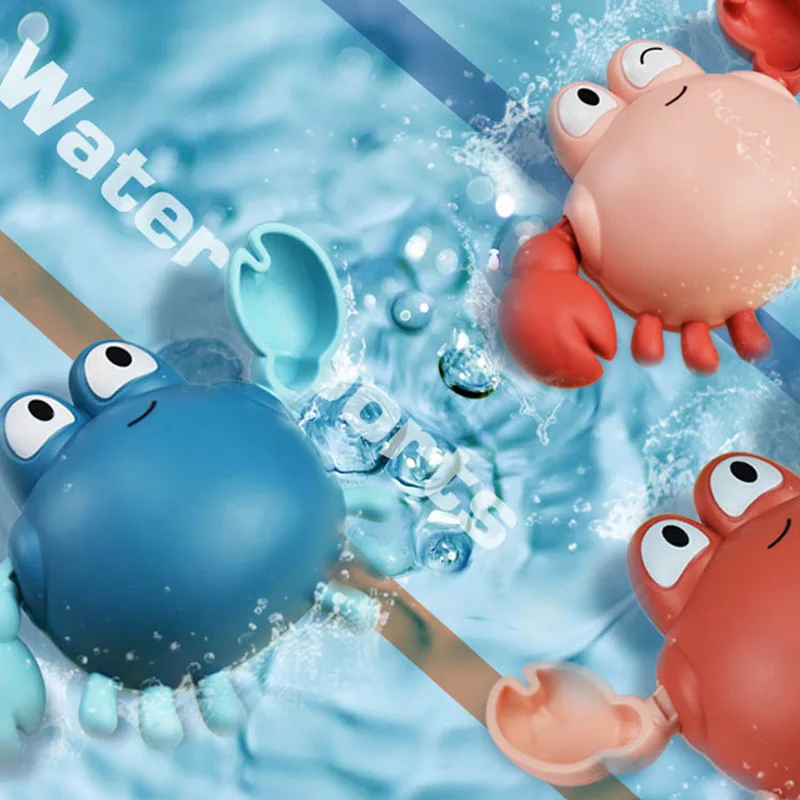 

Baby Bath Toys Cute Cartoon Crab Classic Penguin Crab Whale Baby Water Toy Infant Swim Chain Clockwork Toy For Kid