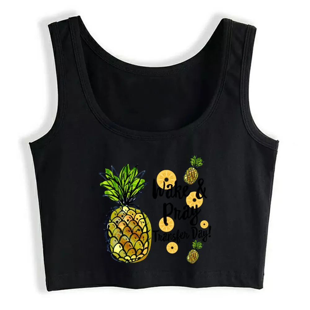 

Crop Top Female Wake & Pray Transfer Day IVF Awareness Pineapple Design Harajuku Print Yoga Vest Tank Top