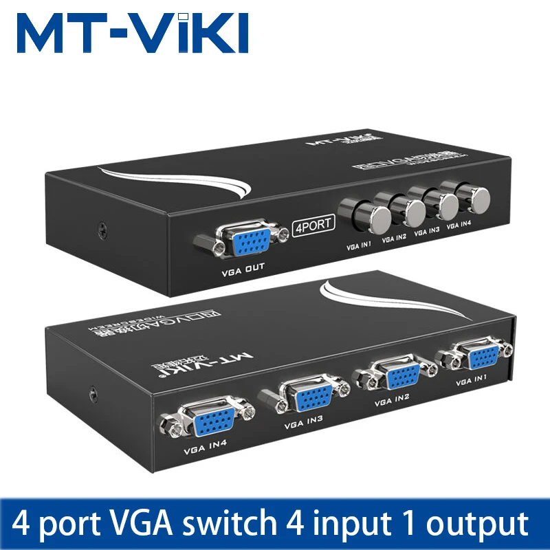 

MT-VIKI 4 Ports VGA Switch Four Input One Output 4 hosts share 1 monitor vga sharer two-way converter MT-15-4CF