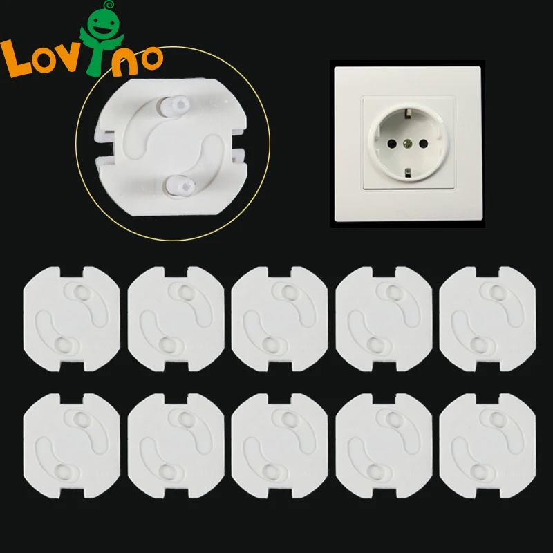 4pcs Baby Safety Rotate Cover 2 Hole Round European Standard Children Against Electric Protection Socket Plastic Security Locks
