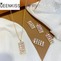 qeenkiss nc5218 fine jewelry wholesale fashion woman girl bride birthday wedding gift abacus bead aaa zircon 24kt gold necklace