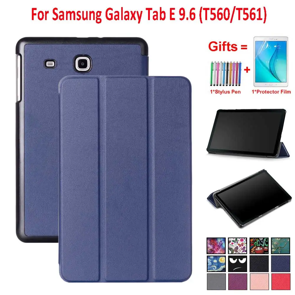 Trifold чехол для Samsung Galaxy Tab E 9 6 SM T560 T561 тонкий кожаный подставка T565|Чехлы планшетов и