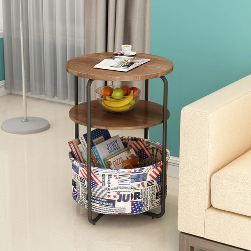 L 3 layer Simple sofa side table corner several multifunctional coffee table bedroom bed table shelf home small round table side table - Цвет: L 3 layer