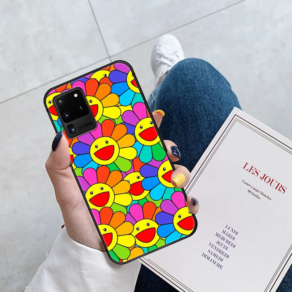 

Tashi Muramis Flower Sun Phone Case Cover Hull For Samsung Galaxy S 6 7 8 9 10 e 20 Edge Uitra Note 8 9 10 Plus black Hoesjes 3D