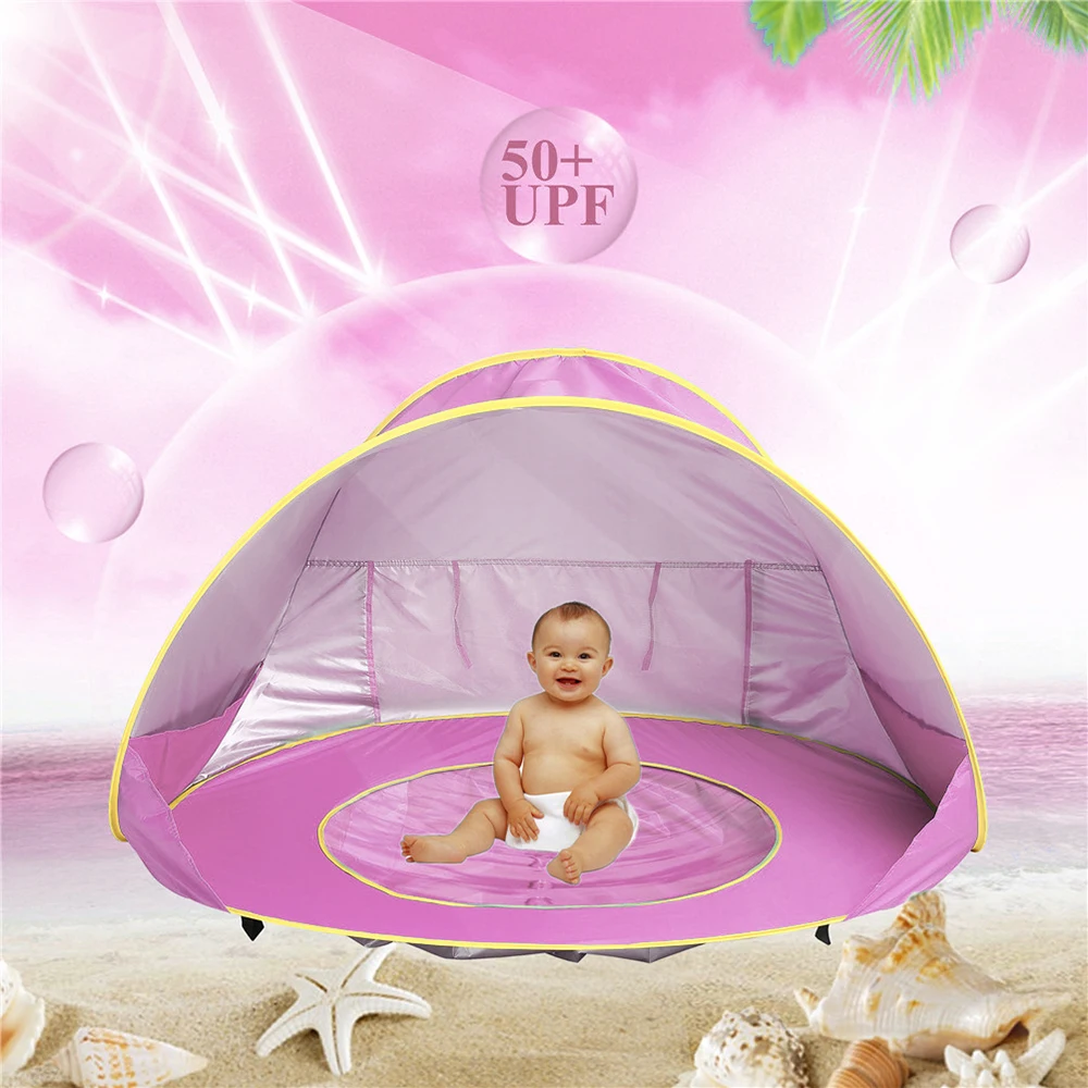 

Baby Beach Tent Children Waterproof Pop Up Sun Awning Tent UV-Protecting Sunshelter With Pool Kid Outdoor Camping Sunshade Beach