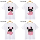 Детская Футболки с мышью с рисунком для маленьких девочек с днем рождения, Милая футболка с бантом, 1-9 лет Детские топы с короткими рукавами HKP3057