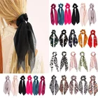Резинки для волос атласные женские, резинки для волос с бантом, Длинная лента, шарф для хвоста, аксессуары для волос, 2022