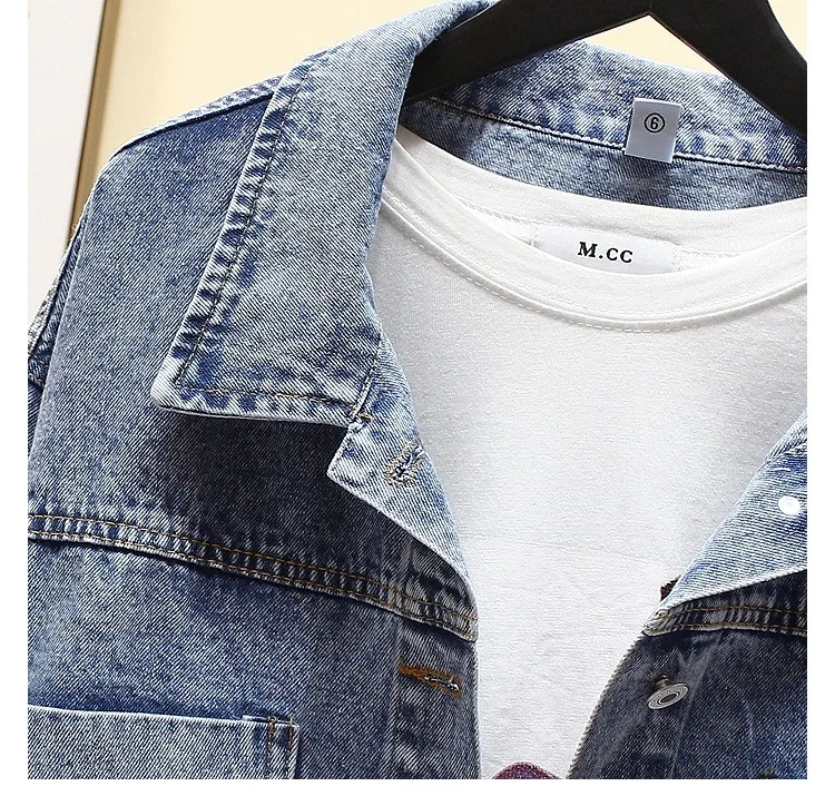 Женская ВИНТАЖНАЯ ДЖИНСОВАЯ КУРТКА весеннее пальто рваная верхняя одежда