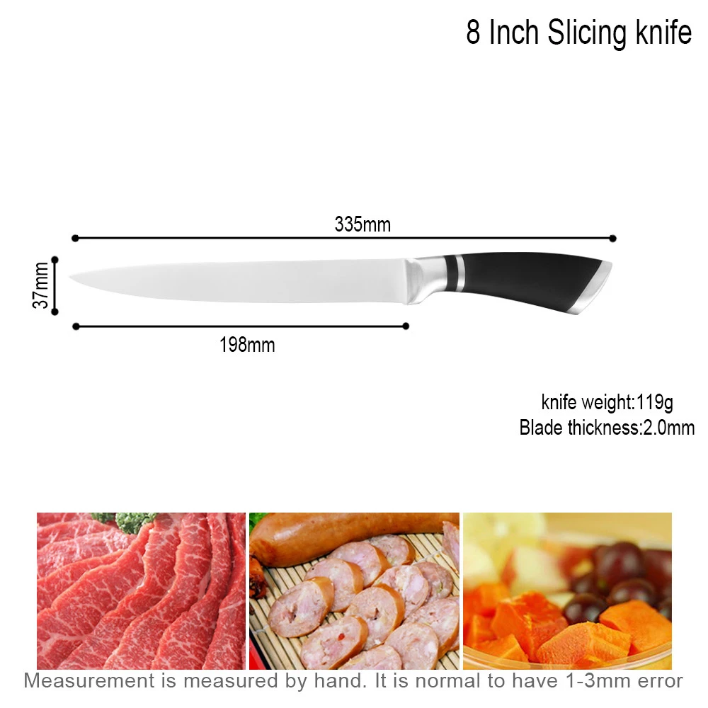 

Kitchen Slicing Knife 8 Inch Stainless Steel Slicing Cutter Sharp Blade Knives Slicer Meat Salmon Vegetable Fruit Knives
