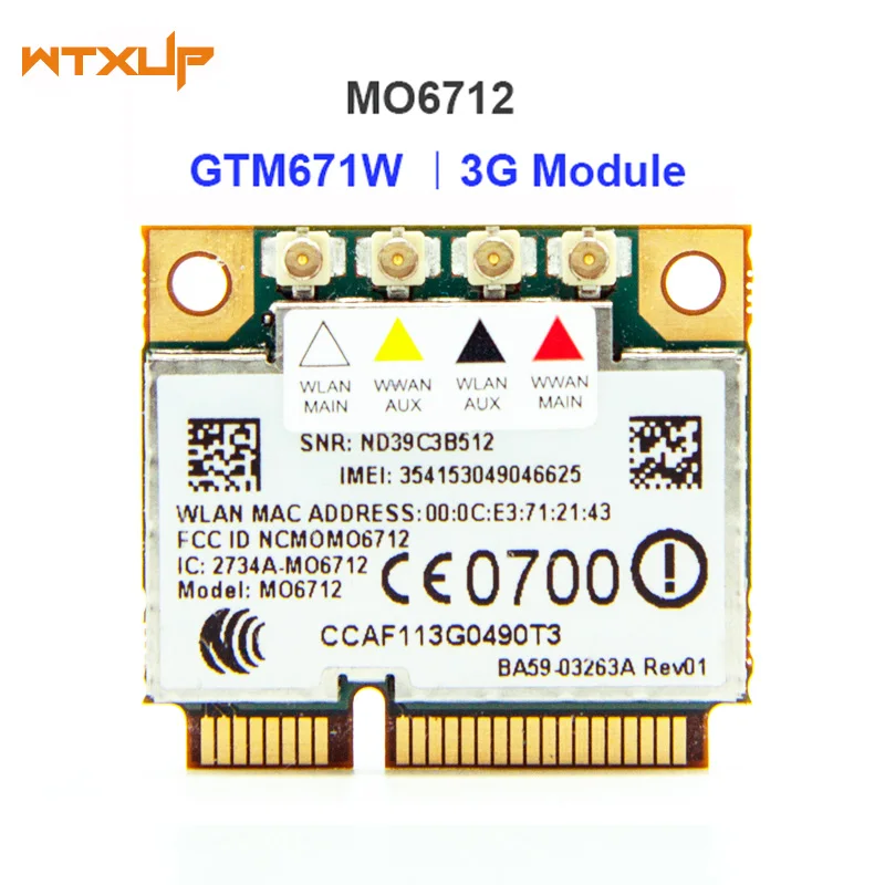 Мини PCI E 3G модуль беспроводной WWAN Wifi Wlan карта для опции GTM671W MO6712 HSDPA GPS EDGE WCDMA UMTS GSM 2 в