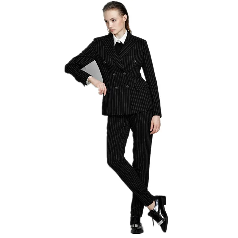 

Women Pant Suits Stripe fashionable style OL career dress formal business leisure suit double-breasted handsome women suits