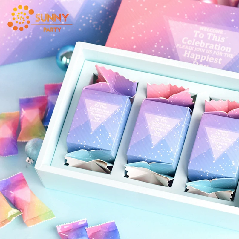 Упаковка для выпечки Подарочная коробка с градиентом Фэнтези синяя розовая